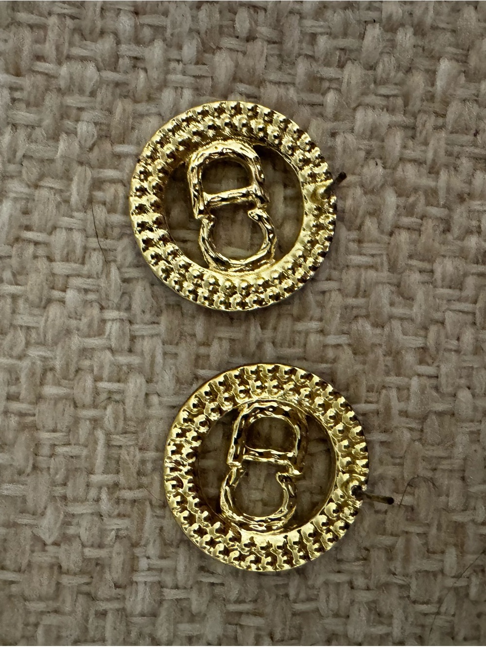 CD Gold-Tone Round Buckle Earrings - Elegant Women Jewelry